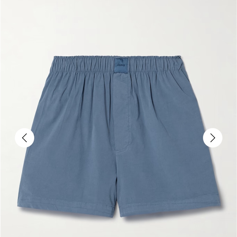 NWT SKIMS COTTON POPLIN BOXER color harbor size S